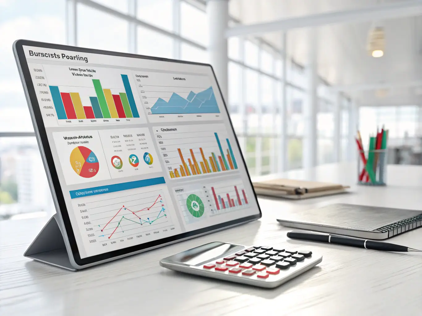 An image showcasing the Ramp platform interface, emphasizing its expense management tools and reporting capabilities, set against a backdrop of data visualizations.